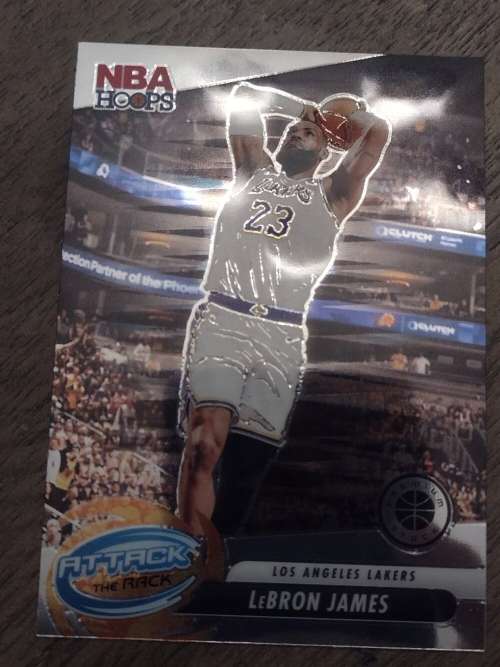 Panini NBA Hoops Silver Prism LeBron James Lakers basketball card